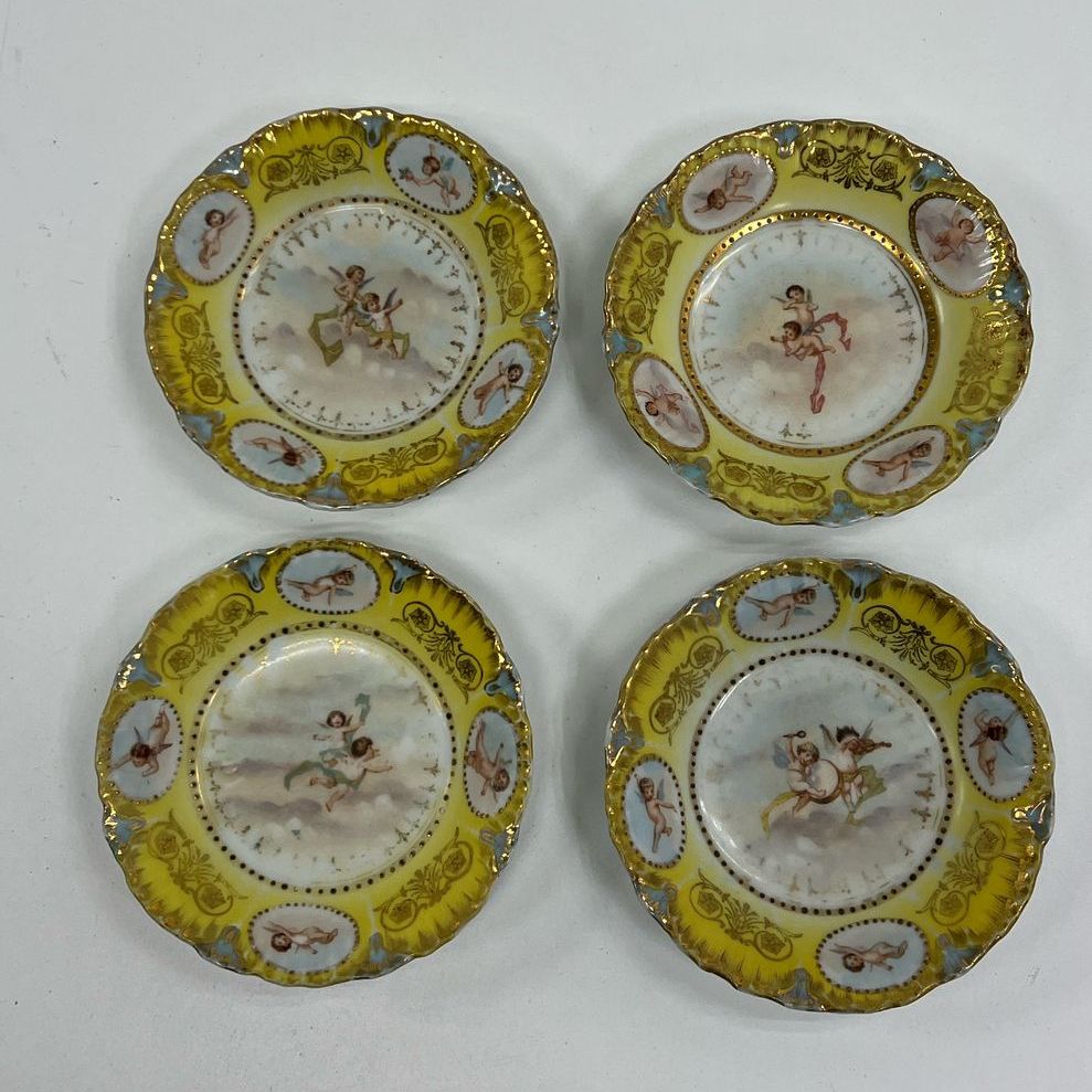 Victoria Carlsbad Austria Yellow Cherub Themed Bone China Platter & 4 Bowls Set