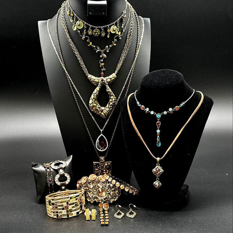 Vintage Style Rhinestone Costume Jewelry Lot Gold Bronze Tone Narmi Watch 15pc