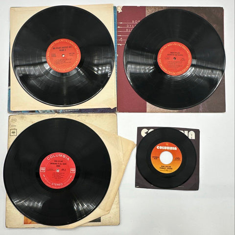 Bob Dylan 4 Record Lot 3 LPs 1 45 RPM Folk Rock 1960s-1970s See Photos