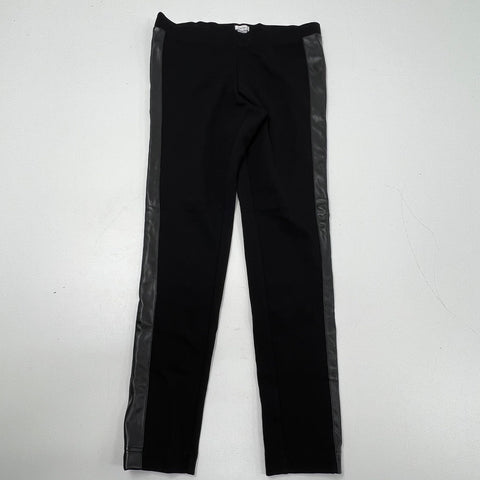 Cache NWT Black Faux Leather Stripe Tuxedo Skinny Leggings Womens Size 10