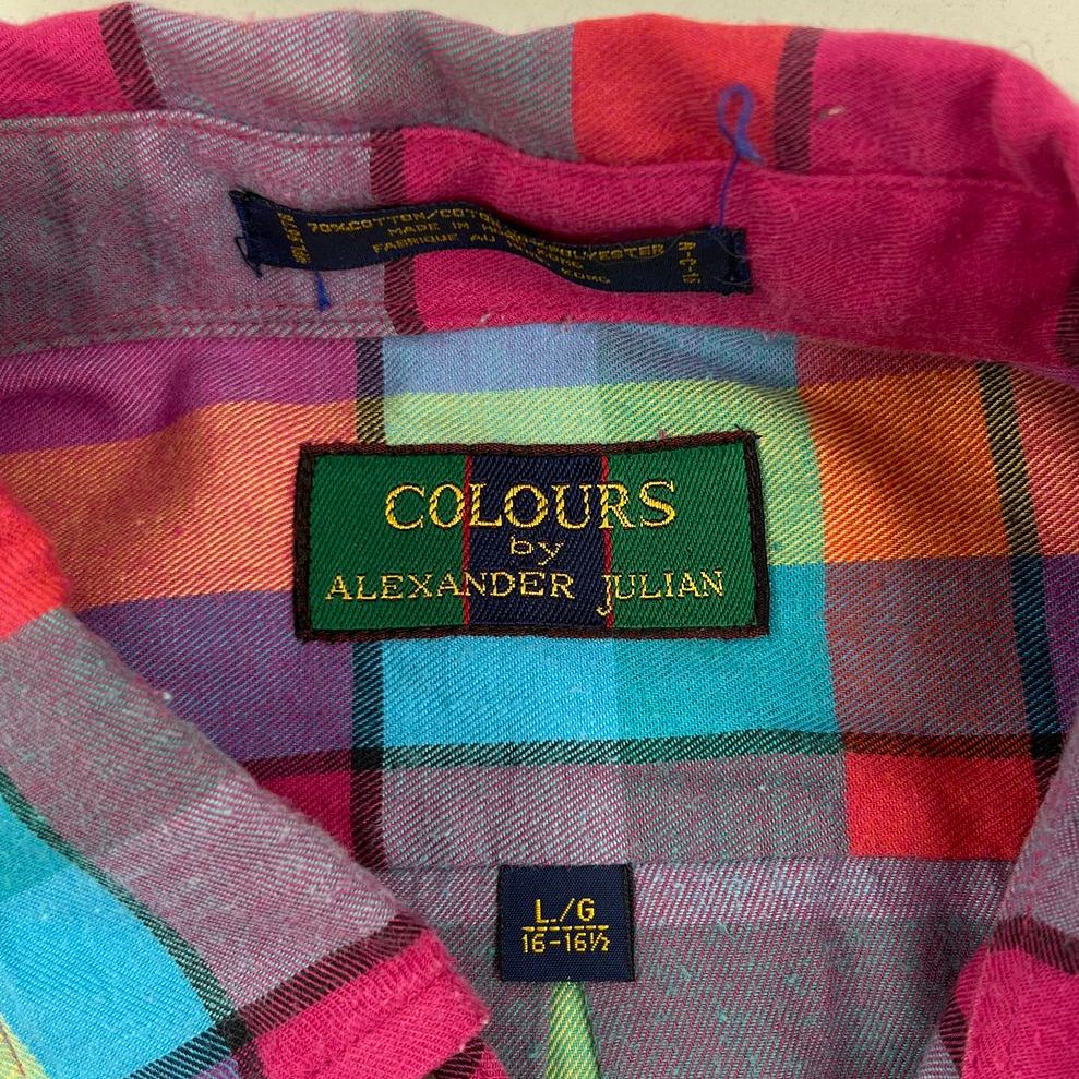 Lot 3 Vintage 90s Mens Button Up Shirts Tommy Hilfiger Alexander Julian L XL