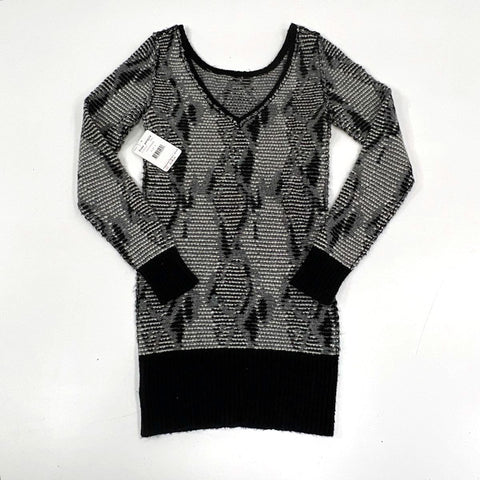 Free People Women's Rattlesnake Knit Sweater Gray V-Neck Tunic Boho Sz S NWT