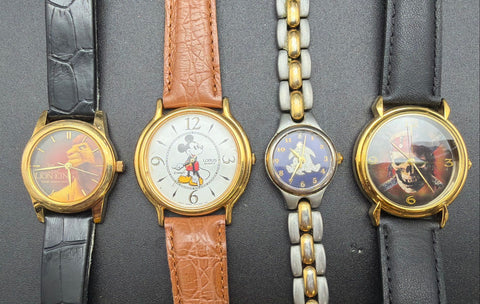 Lorus Disney Watch Lot 4 Mickey Mouse Lion King Winnie Pooh Pirates of Caribbean
