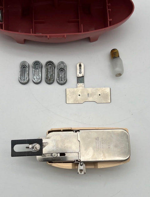 Singer Buttonholer Sewing Machine Attachment Set Pink Rocket Case Vintage