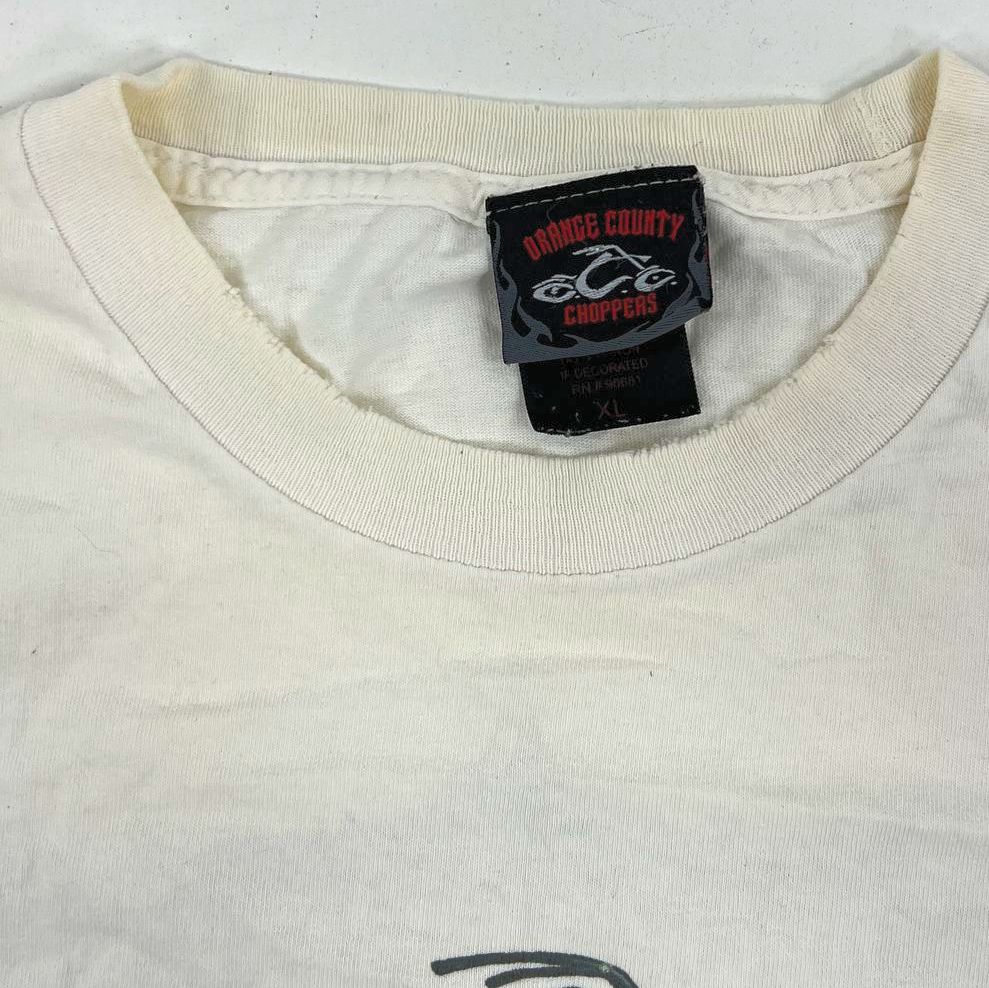 Vintage Y2K Orange County Choppers Graphic Biker T-Shirt Mens XXL Flames