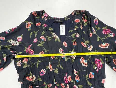 Lane Bryant Women's Black Floral Tiered Dress V-Neck Elastic Waist NWT Sz 22
