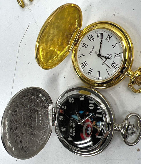Pocket Watch & Fob Watch Lot of 13 Captain America Railroad Novelty Timepieces