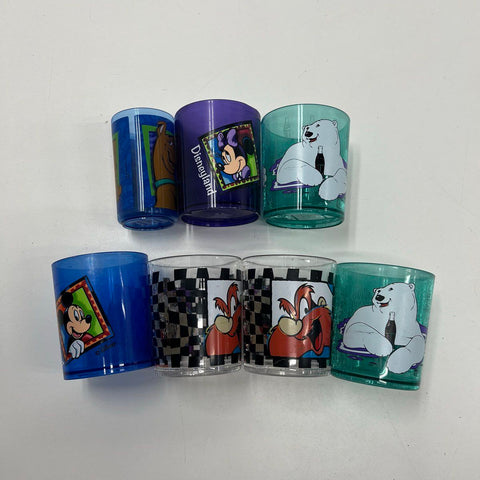 Vintage 90s Character Glasses Lot 7 Coca-Cola Disney Looney Tunes Scooby Doo