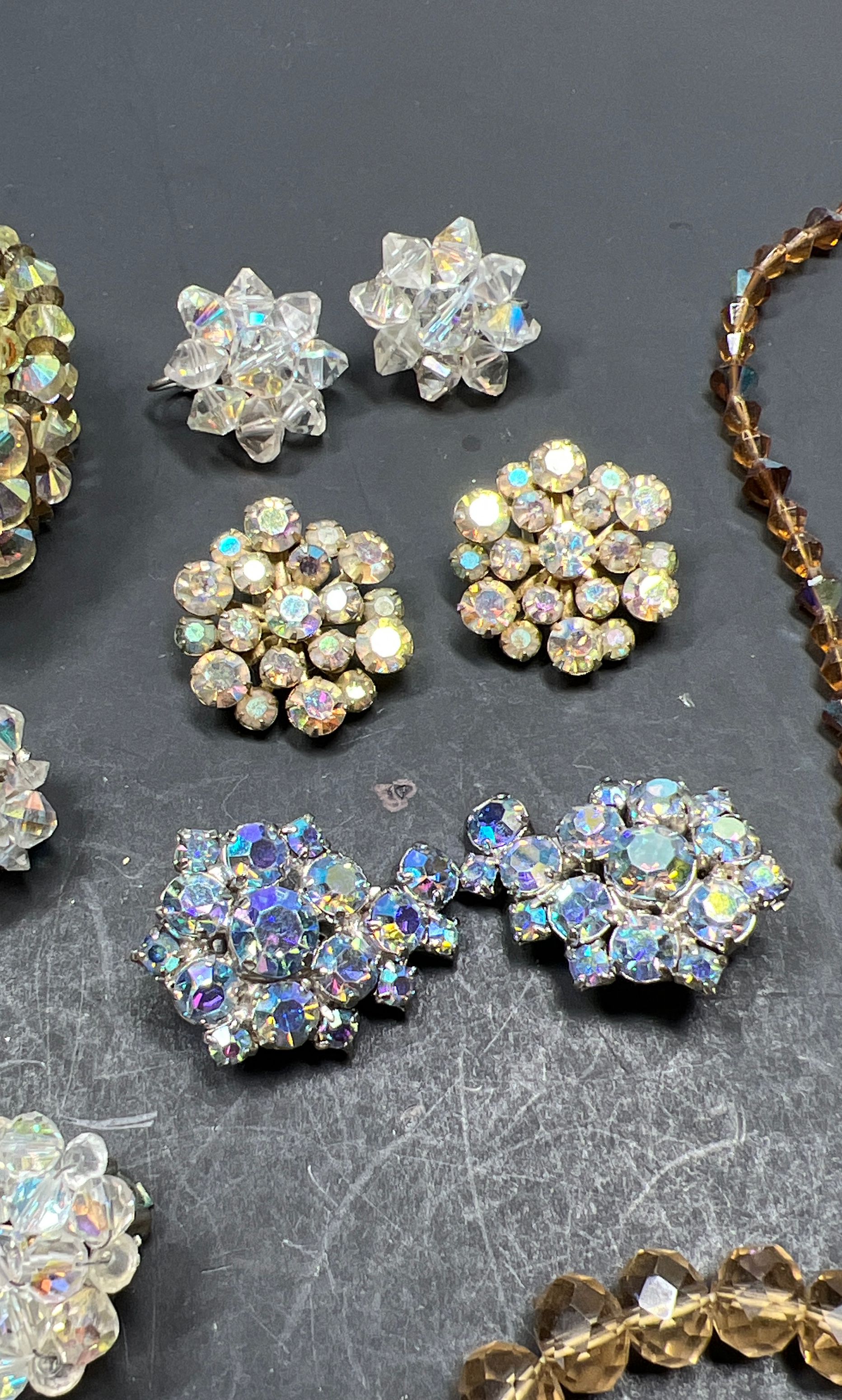 Multifaceted Sparkling Aurora Borealis Beaded Jewelry Lot