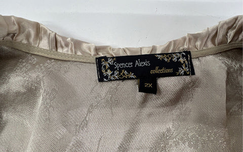 Vintage 90s Spencer Alexis Women's 2-Piece Skirt Set Champagne Jacquard 2X