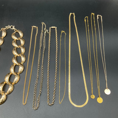Vintage to Modern Costume Jewelry Necklace Lot 15pc Gold Silver Tone Faux Pearl