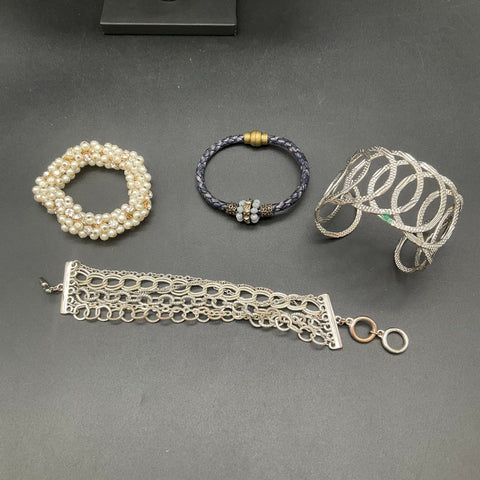 Vintage to Modern Costume Jewelry Lot 1.3 Lbs 17+ Bracelets Cuff Stretch Chain