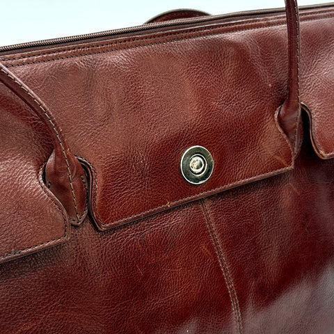 Wilsons Leather Pelle Studio Dark Brown Italian Leather Tote Bag Handbag