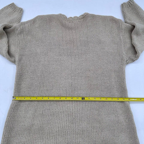 Vintage 80s Bobbie Brooks Hand Knitted Floral Embroidered Sweater Sz L