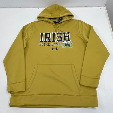 NWT Under Armour Gold Notre Dame Irish ColdGear Hoodie Sweatshirt Men's XL
