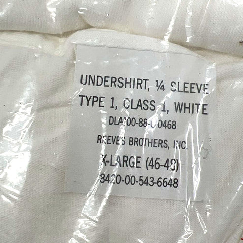 Vintage 80s US Military White Cotton Knit Undershirts 2 Pack NOS Men's XL