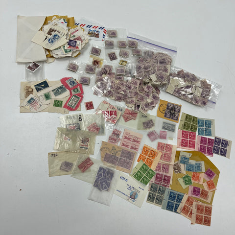 Vintage US Postage Stamp Collector Lot Mixed Used MNH Air Mail Blocks Singles