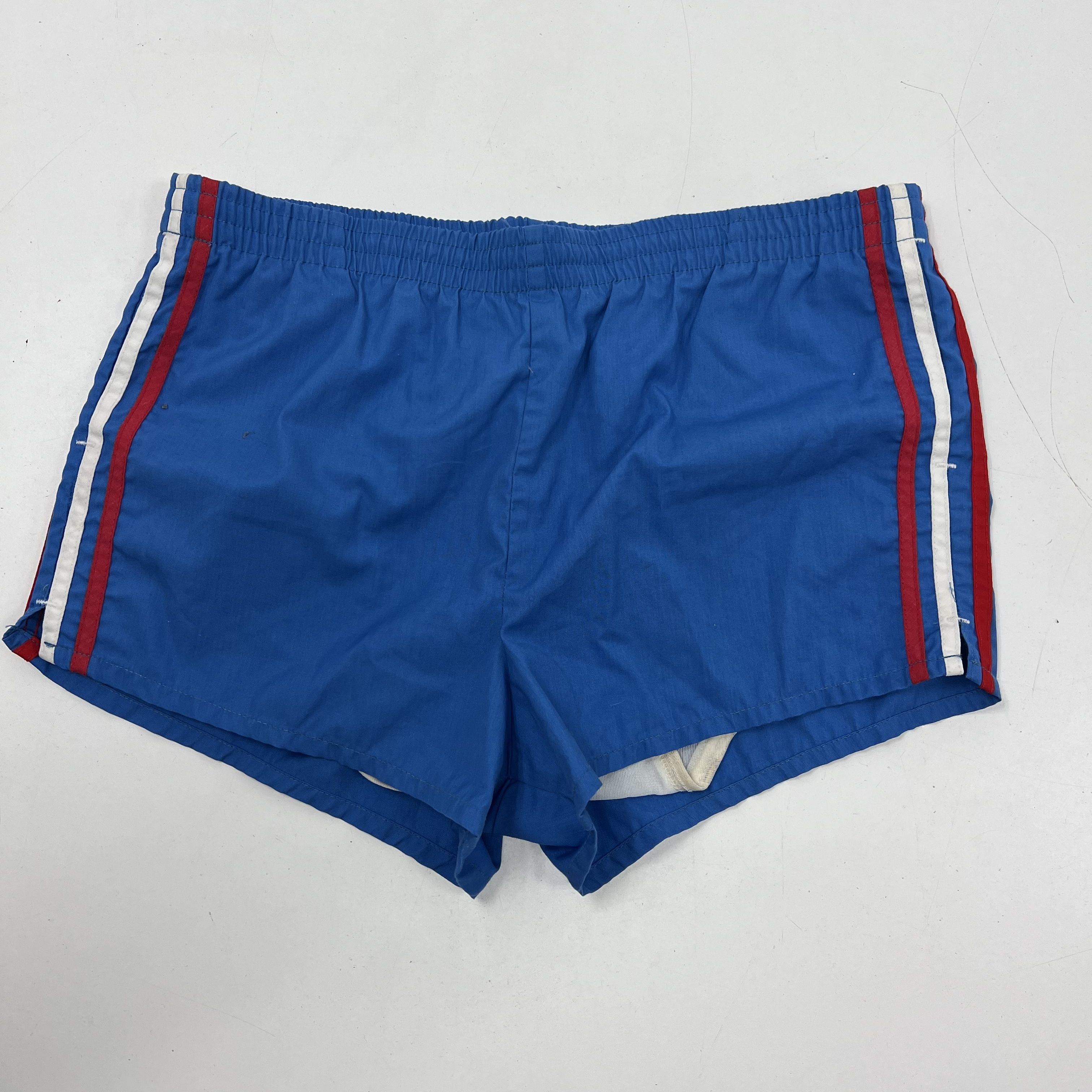 Vintage 80s JC Penney Blue Striped California Swim Trunks Shorts Men's 38