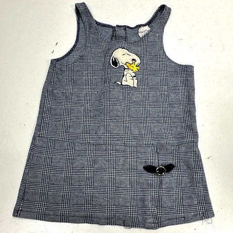Vintage 90s Snoopy Girls Blue Glen Plaid Jumper Dress Peanuts Made in Vintage 90s Snoopy Girls Blue Glen Plaid Jumper Dress Peanuts Made in
