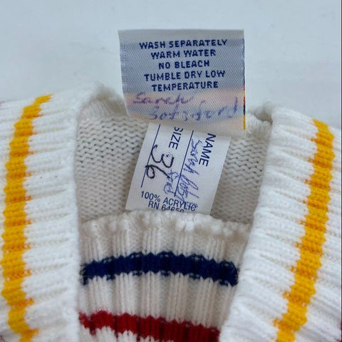 Vintage 80s Varsity UDA Cheerleader Knit Sweater Made in USA Sz 36