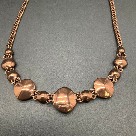 Givenchy Bronze Tone Champagne & Brown Crystal Necklace & Earring Jewelry Set