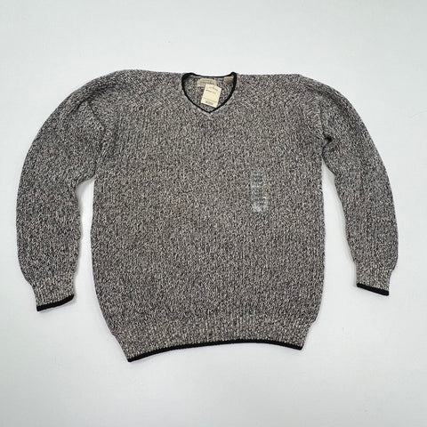 St. Johns Bay NWT Vintage 90s Knit V-Neck Sweater Black White Men's Size MT