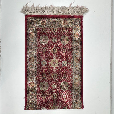 Vintage Eastern Style Runner Rug Red Floral Burgundy 90" x 30" (7.5' x 2.5')