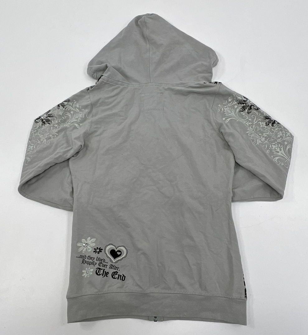 Women's Disney Parks Grey & Black Graphic Full Zip Hoodie - Size Medium