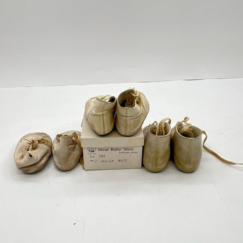 Vintage Ideal Baby Shoe & Baby Deer White Leather Walking Shoes Lot Sizes 2 3