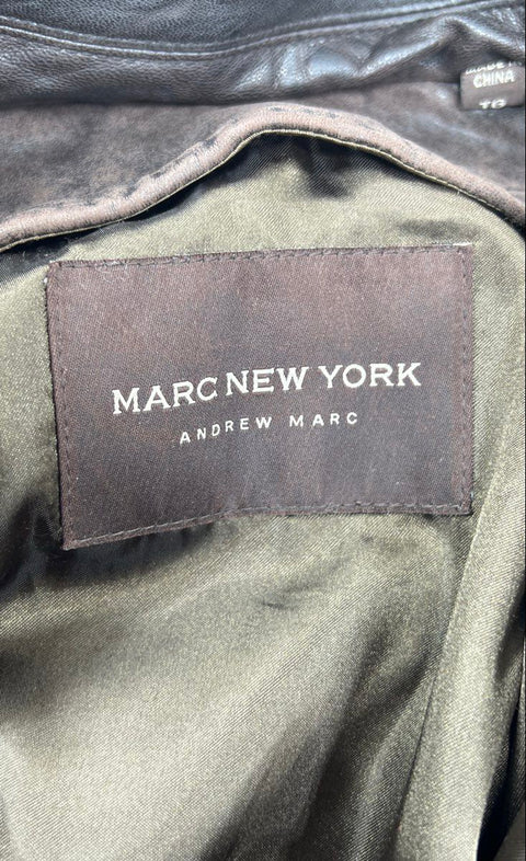 Marc New York Andrew Marc Men's Brown Leather Bomber Jacket Full Zip Sz XL