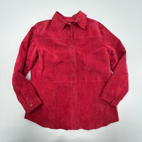 Vintage 90s Nygard Red Genuine Suede Leather Button Front Jacket Sz M
