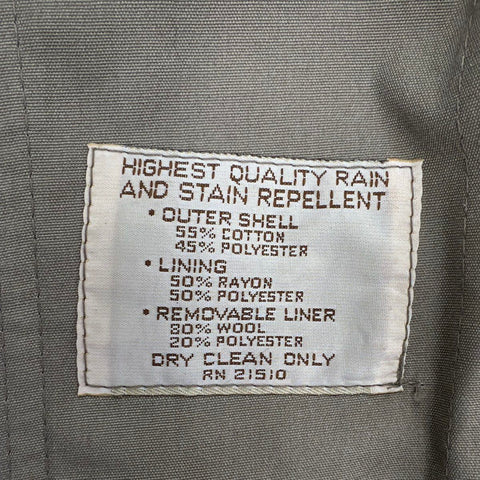 Vintage 80s Bradley Jons Men's Tan Trench Coat Belted Zip Out Liner Sz 42S