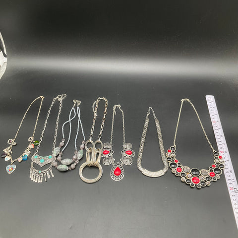 Vintage and Modern Statement Necklace Lot of 7 Bib Mesh Boho Charm Rhinestone