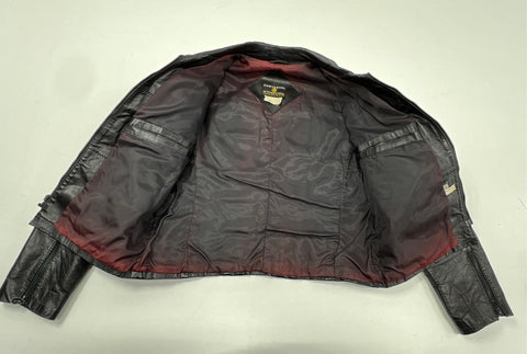 Vintage 70s Fantastic International Women's Black Leather Multi Zip Jacket Sz M