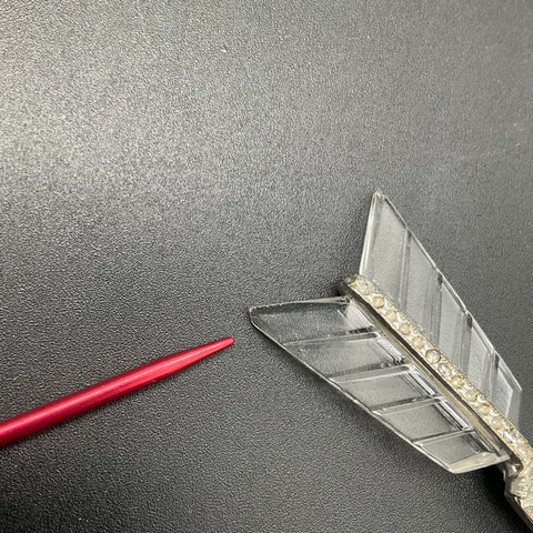 Antique Art Deco Arrow Brooch Rhinestone Glass Silver Tone 5 Inch 18.1g