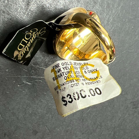 14K Gold Plate Onyx Ring NWT Size 7 4g