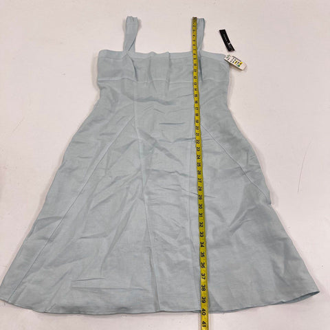 Isabella DeMarco Women's Natalia Dress Feather Blue Square Neck Linen Sz 10 NWT