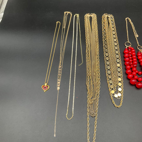 Fashion Necklace Jewelry Lot of 8 Gold Tone Silver Tone Leopard Heart Tassel