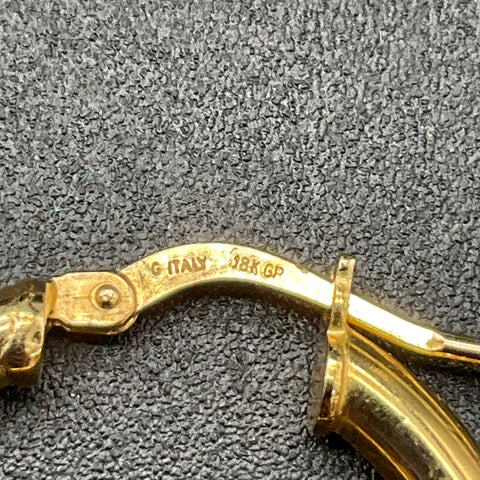 18K Gold Plated Italy Tubular Hoop Earrings 28mm Polished Latch Back 4.8g