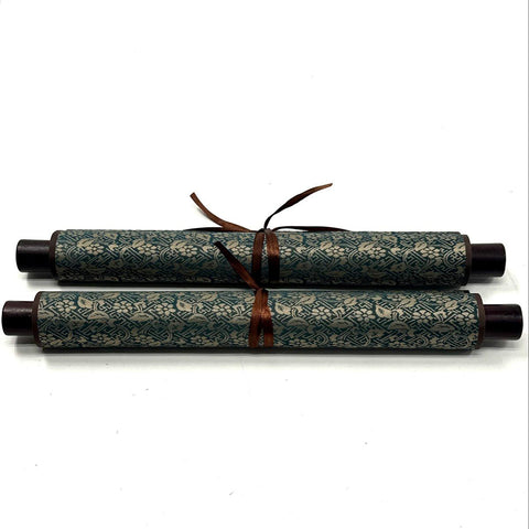 Grace Art Lot of 2 Silk Hanging Scrolls Landscape & Bamboo 32.5" Signed Art
