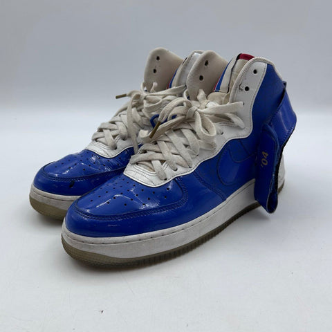 Nike Air Force 1 High '04 Blue White Patent Leather High Top Sneakers Size 9