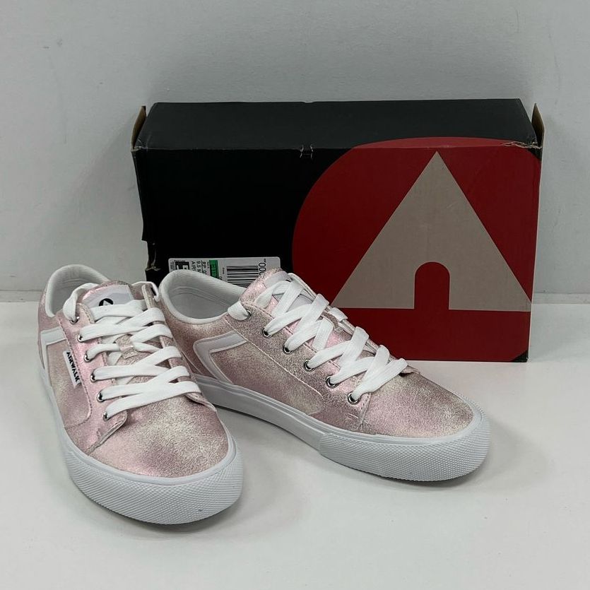 NIB Airwalk Race Pink Sparkle Metallic Lace Up Sneakers Shoes Women's Size 9.5