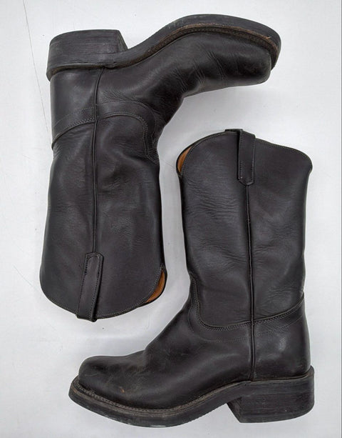 Vintage 90s Code Western Black Leather Roper Boots Men's Size 10D