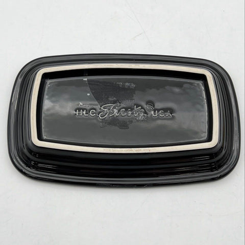 Homer Laughlin Fiesta Black Covered Butter Dish 2pc Set Glazed Earthenware