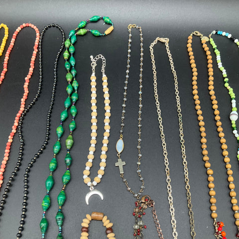 Beaded & Pendant Boho Jewelry Lot of 20 Vintage and Modern Necklaces