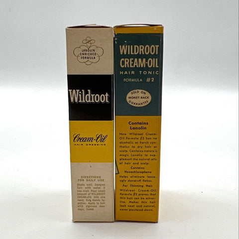Vintage Wildroot Men's Cream-Oil Hair Tonic Dressing Glass Bottles Set 3.5 Oz