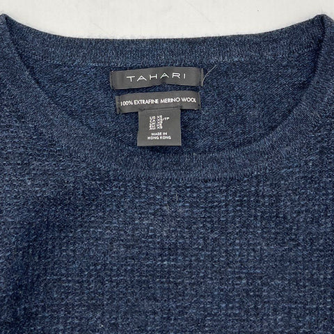 Tahari Women's Navy Blue 100% Extrafine Merino Wool High-Low Knit Sweater XS