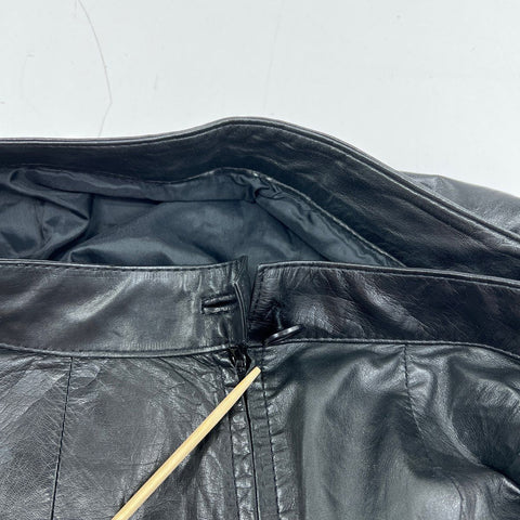 Vintage 90s Siena Women's Black Leather Pencil Skirt Diagonal Seam Sz 8