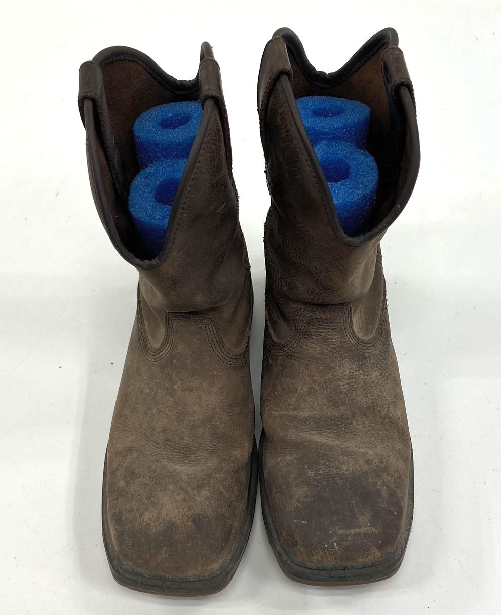 Men's Rocky Brown Genuine Leather Western Squared Toe Boots Size 9M