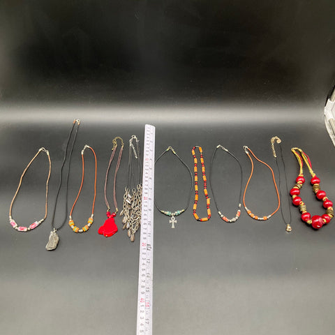 Mixed Costume Jewelry Lot 11 Necklaces Beaded Cord Shell Boho Styles